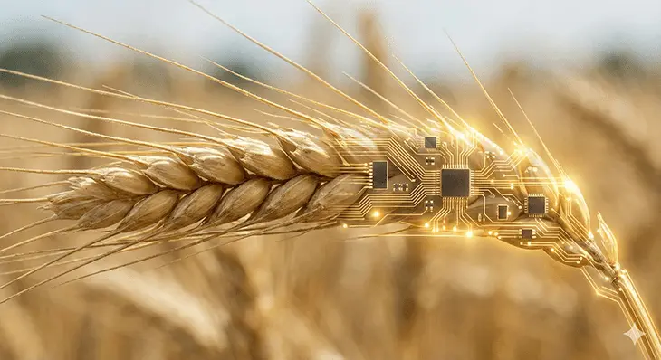 Kłos pszenicy z mikroprocesorem